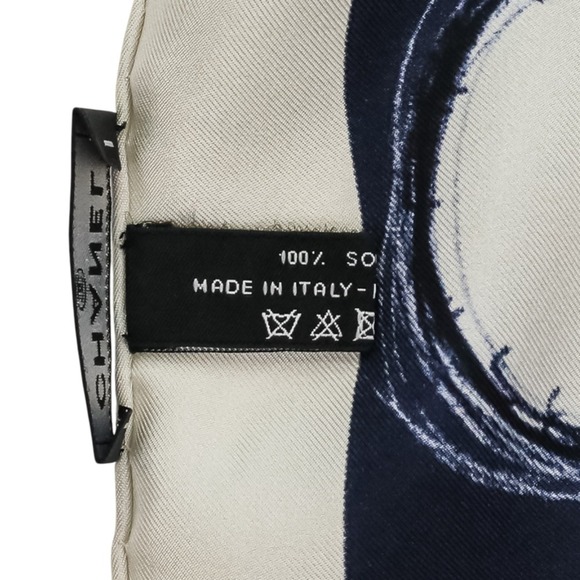 CHANEL 17K Coco Mark Planet Silk Scarf/Muffler, Ivory/Navy, Women's